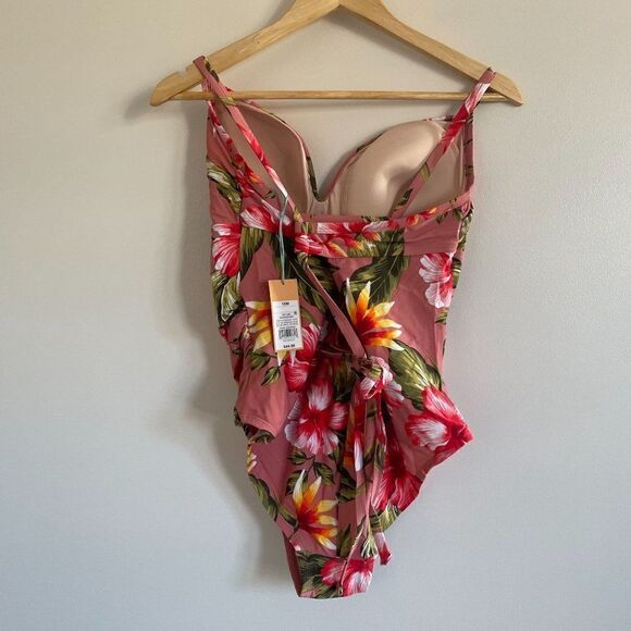 NWT Kona Sol V Wire Floral Tropical High Coverage One Piece Swimsuit 26W - Picture 6 of 10